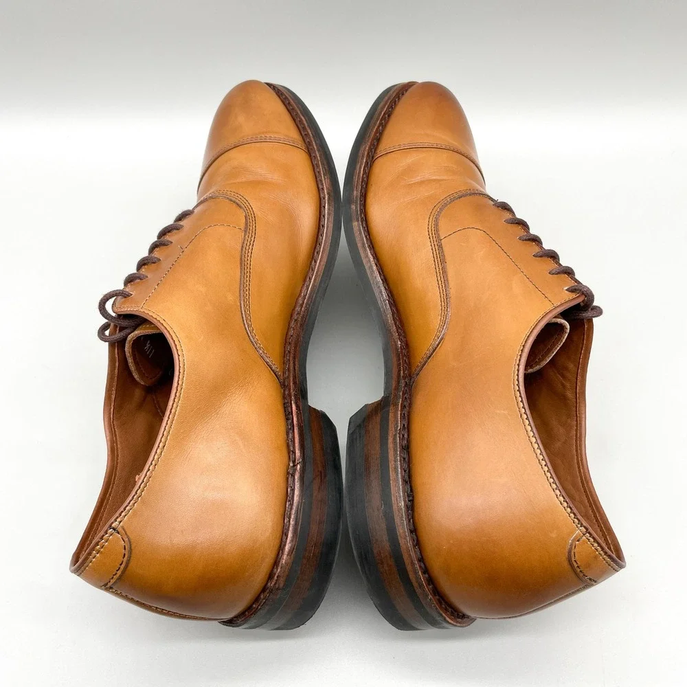Allen Edmonds Mens 11.5 B Park Avenue Cap Toe Oxford Shoes Walnut Leather Preppy